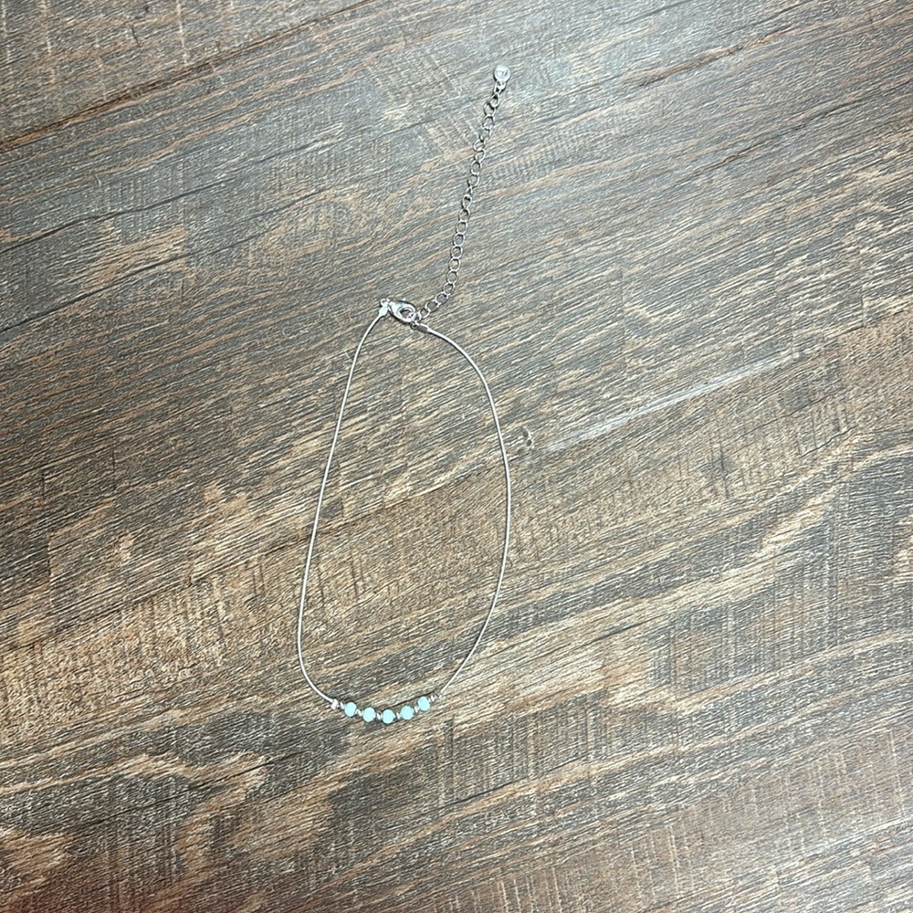 Blue beaded Choker Necklace silver chain
